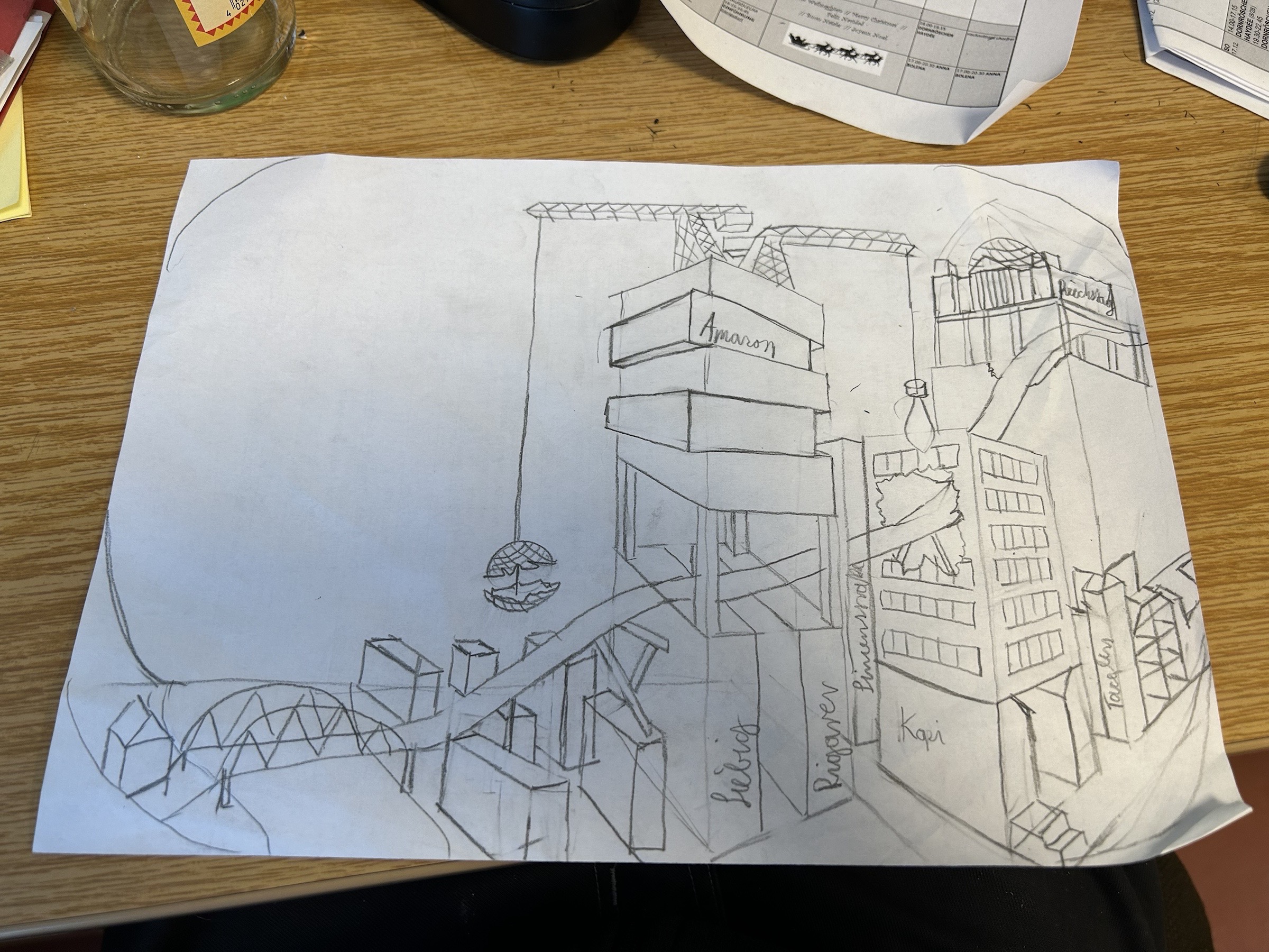 Developed working sketch for Grey Berlin with railway and cultural locations