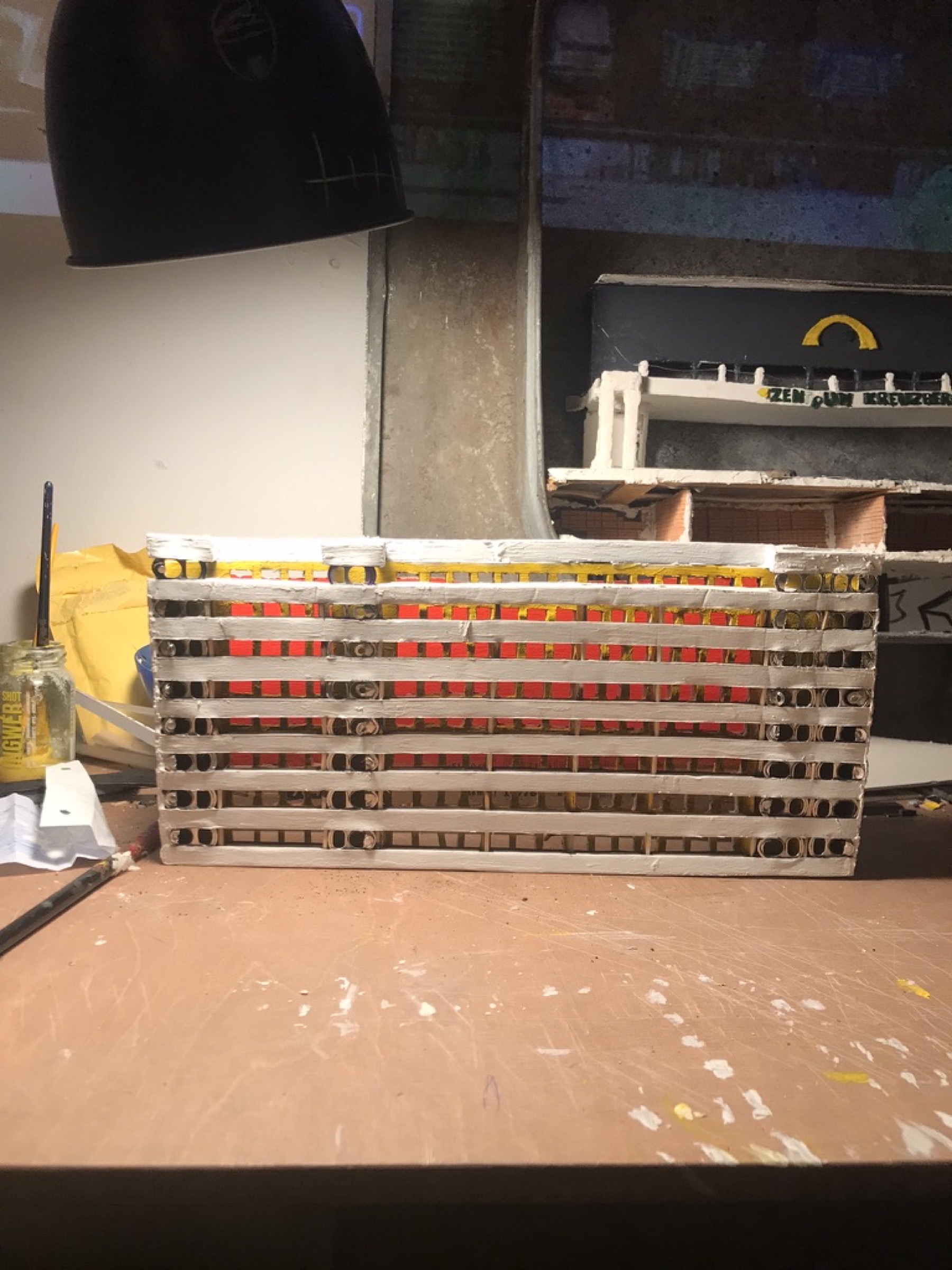 Completed miniature façade ready for its base