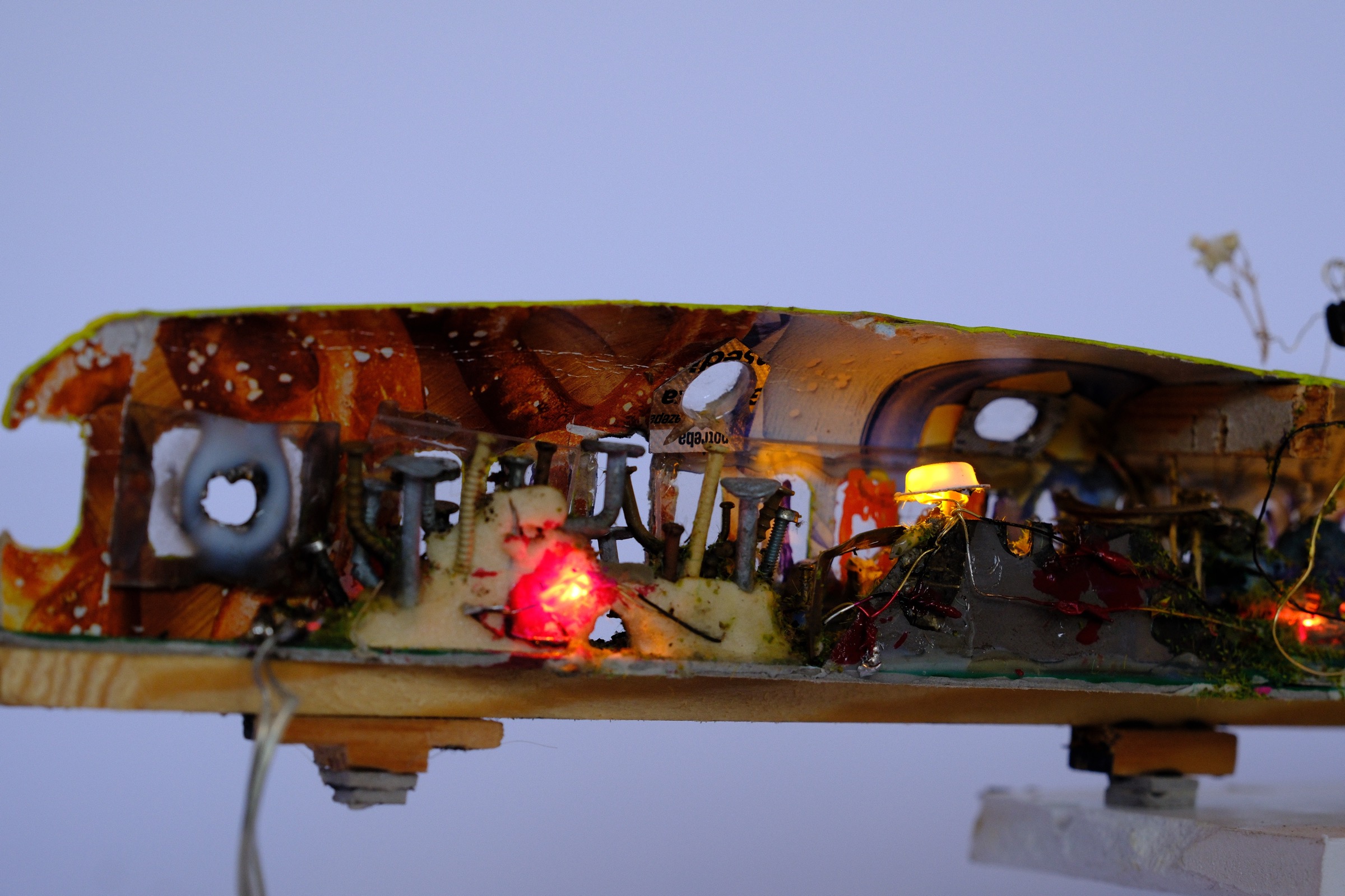 Rear view showing the U69 built from packaging and pill blisters